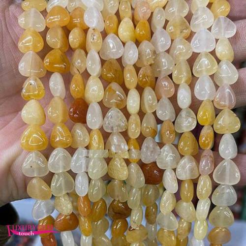Natural Yellow White Jades Stone Loose Beads High Quality 10mm Smooth Heart Shape DIY Gem Jewelry Accessories 38Pcs a3605