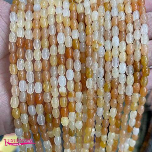 Natural Yellow White Jades Stone Spacer Loose Beads High Quality 4x6mm Smooth Oval Shape DIY Gem Jewelry Making 38cm a3788