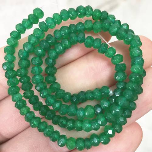 New 2x4mm Spacers Beads Accessories Natural Stone Green Chalcedony Jades Faceted Abacus Loose Beads Crafts Findings 14inch A148