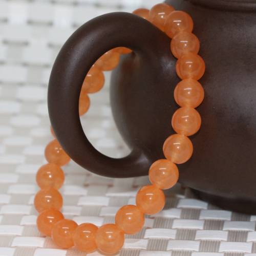 New fashion orange jades stone chalcedony 8mm round beads diy bracelet women party weddings elegant jewelry 75inch B2015
