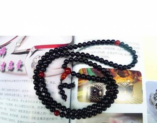 New Favorite Jewelry 108 Tibetan Buddhist 6mm Elastic Black Agates Jades Beads Buddhism Buddha Prayer Mala Necklace/Bracelet