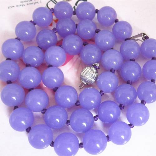 Noble 10mm purple high grade semi-precious stone jades chalcedony round beads necklace women elegant gift jewelry 18inch MY3357