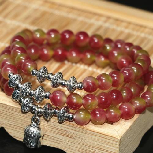 Original design multilayer bracelets multicolor 6mm round jades chalcedony natural stone beads buddha pendant jewelry B2200
