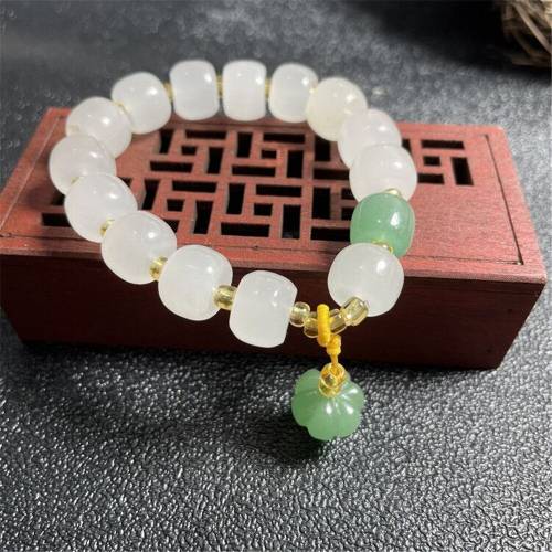 Originally Design Ethnic Natural White Bodhi Root Barrel Beads Bracelet Women Men Meditation Mala Buddhist Rosary Yoga Jewelry