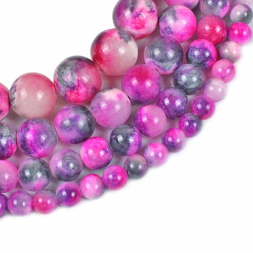Pink Black White Persian Jades Stone Beads Round Loose Spacer Bead Strand 6/8/10/12 MM For Jewelry Making DIY Charm Bracelets