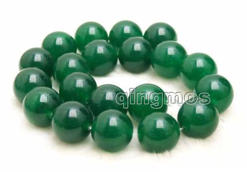 Qingmos 20mm Round Natural Green Jades Beads for Jewelry Making DIY Necklace Bracelet Earring Pendant Loose Strand 15‘‘ los744