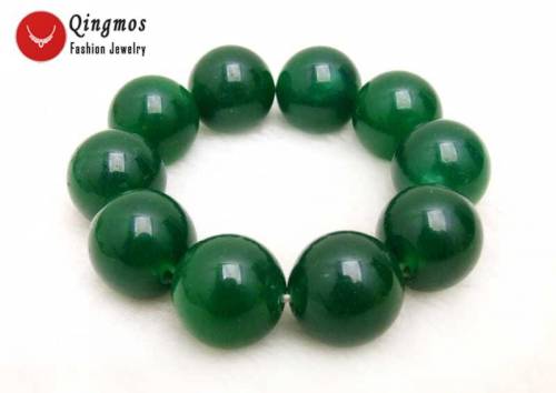 Qingmos Natural Jades Bracelet for Women with 20mm Round High Quality Green Jades Bracelet Jewelry 75‘‘ Bra367 Free Shipping