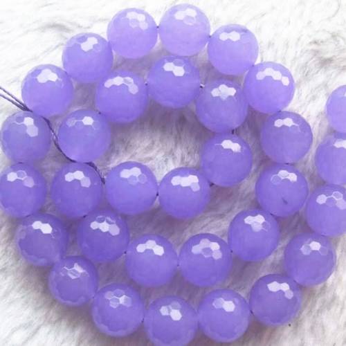 Romantic 4mm 6mm 8mm 10mm 12mm violet purple stone diy jades chalcedony faceted round loose beads jewelry making 15inchMY5028