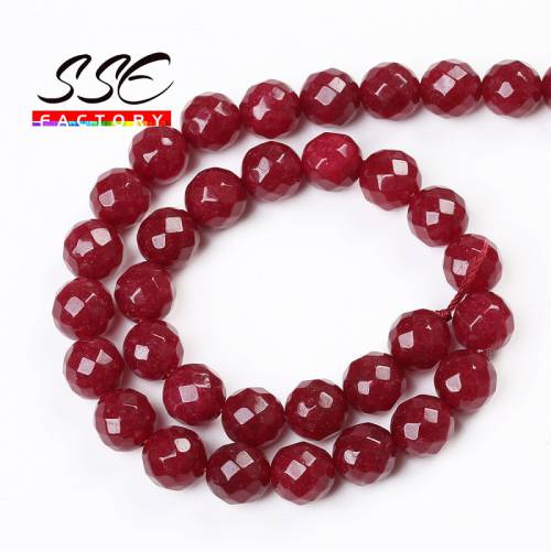 Wholesale Faceted Red Jades Beads Natural Stone Beads 15Strand 4/6/8/10/12mm For Jewelry Making DIY Bracelet Accessories F61