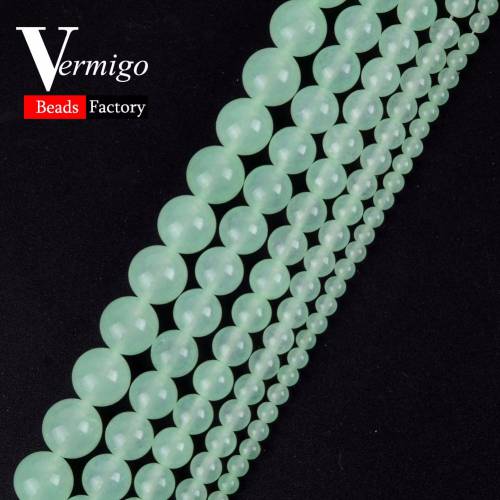 Wholesale Natural Stone Beads Light Green Chalcedony Jades Round Ball Beads For Jewelry Making 4-12mm Diy Bracelet 15Strand