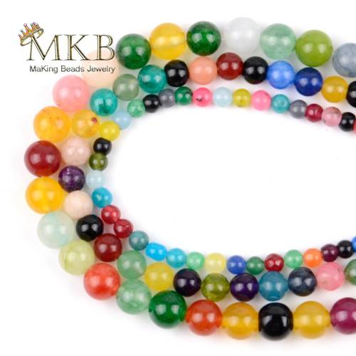 Wholesale Natural Stone Beads Multicolor Jades Round Loose Beads For Jewelry Making 4/6/8/10mm Pick Size 15inches