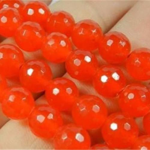 Wholesale price 6mm 8mm 10mm 12mm orange stone jades diy chalcedony faceted round loose beads stone jewelry making 15inch MY5105