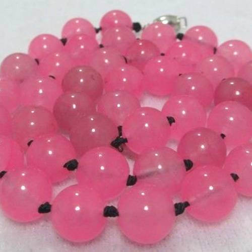 Wholesale price natural stone semi-precious 10mm pink chalcedony jades round beads necklace women elegant jewelry 18inch MY5202