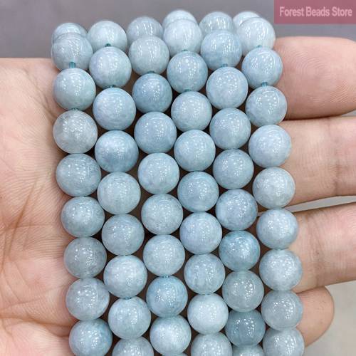 Light Blue Jasper Chalcedony Natural Stone Round Beads for Jewelry Making 15Strand 6 8 10 12MM Diy Bracelet Necklace Ear Studs