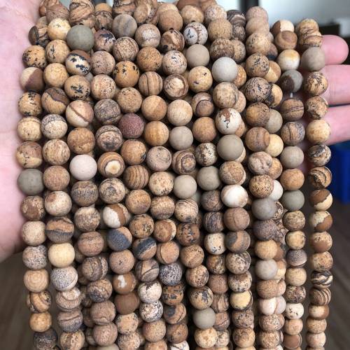 Natural Matte Picture Jaspers Stone Beads Round Loose Spacer Beads 15inch 4/6/8/10mm For Jewelry Making DIY Bracelet Necklace