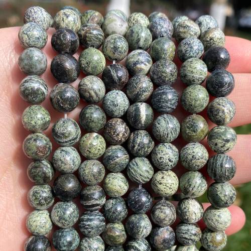 Natural Stone Beads Green Zebra Jasper Stone Round Beads for Jewelry Making DIY Earrings Bracelet Necklace 4/6/8/10mm 15 inches
