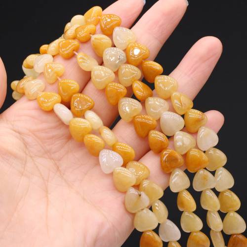 Natural Stone Heart Shape Beads Yellow Jasper Spacer Bead for Jewelry Making Diy Women Necklace Bracelet Accessories