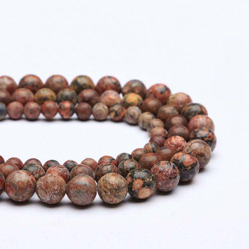 Natural Stone Leopardskin Jasper Round Loose Spacer Beads 15 Strand Size For Jewelry Making Bracelets
