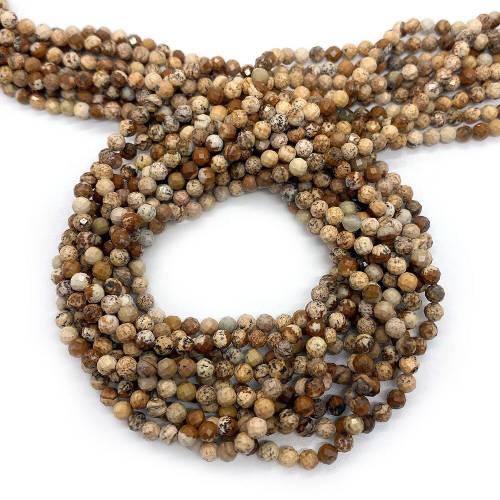 Picture Jasper Small Natural Stone Bead Carved Beads for Jewelry Making DIY Necklace Bracelet Earring Loose Bead Accessories