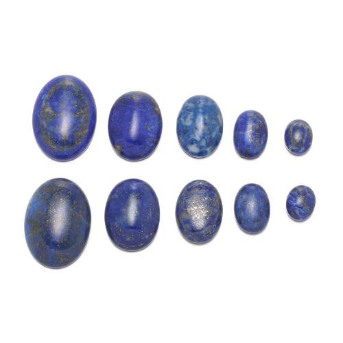 5pc 6x8/10x14/12x16/15x20mm Natural Stone Oval Beads Polished Lapis Lazuli Loose Cabochon Bead Fit Pendants Rings Jewelry