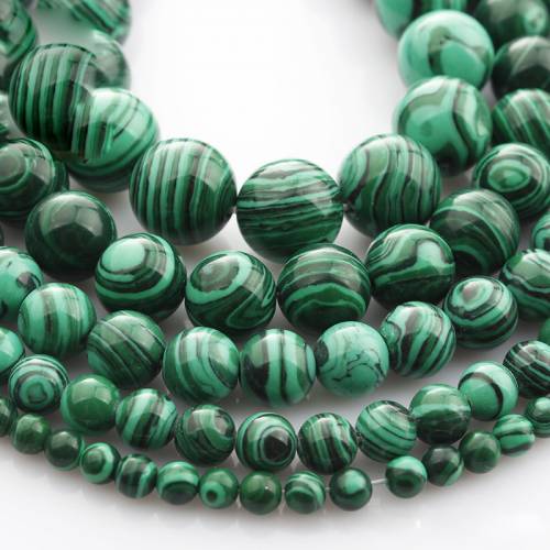 4mm 6mm 8mm 10mm 12mm Round Natural Malachite Stone Loose Beads Lot For Jewelry Making DIY Crafts Findings