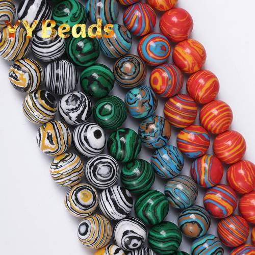 Malachite Stone Beads Natural Mineral Turquoise Stone Round Loose Beads 4 6 8 10 12mm For Jewelry Making Ear Stud Various Colors
