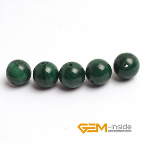 Natural Green Malachite Stone Round Loose Spacer Accessorries Beads For Jewelry Making 5 Piece to sale Free Shipping