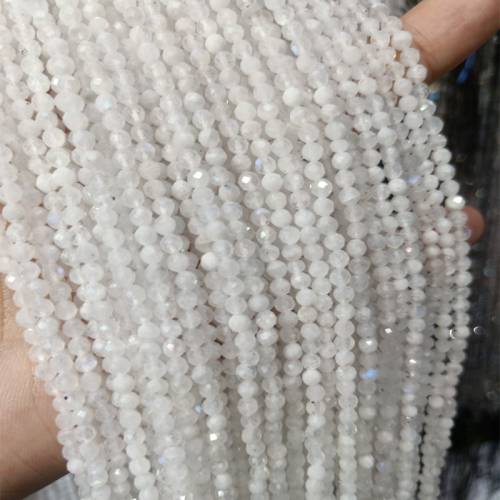 2mm 3mm 4mm Faceted Natural Moonstone Beads For Jewelry Making Round Loose Moon Gem Stone Beads DIY Accessories Strand 15‘‘