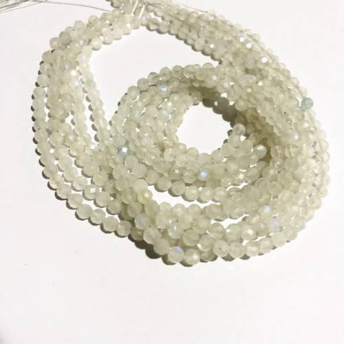 A Natural Rainbow Moonstone Facted Small Beads - Faceted Tiny Spacer Gem Beads - Size 2mm 3mm 4mm Round Stone 1of 155 strand