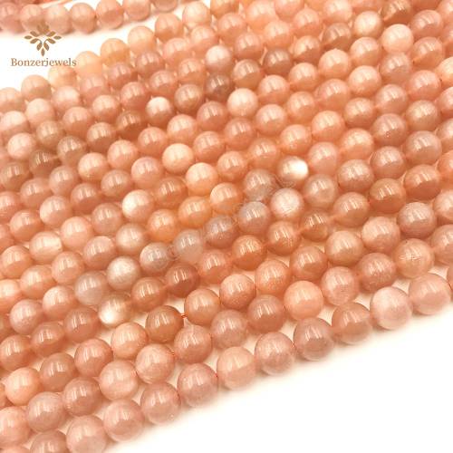 Natural Grade AA Peach Moonstone Real Round Loose Beads 15 Strand 6 8 10MM Pick Size For Jewelry Making