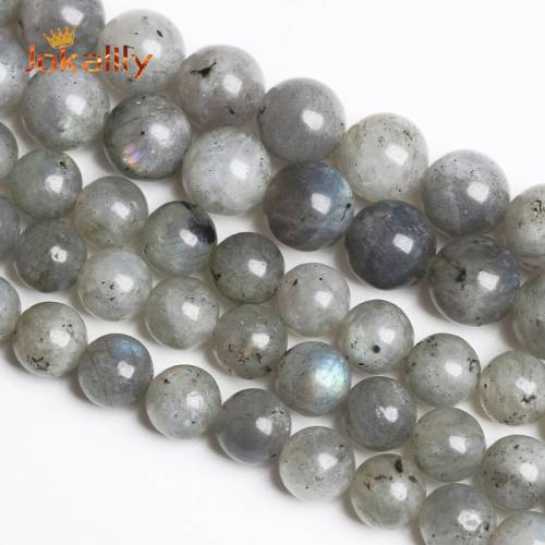 Natural Labradorite Larvikite Stone Beads Gray Moonstone Round Loose Spacer Beads For Jewelry DIY Making Bracelets 4 6 8 10 12mm
