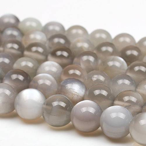 Natural Round Gray Moonstone Gemstone Loose Beads 6 8 10 12 mm For Necklace Bracelet DIY Jewelry Making 15inch Strand