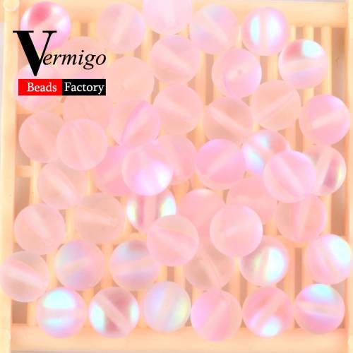 Wholesale Natural Stone Beads Round Dull Polished Rose Pink Moonstone Austrian Crystal Beads For Jewelry Making Diy Bracelet
