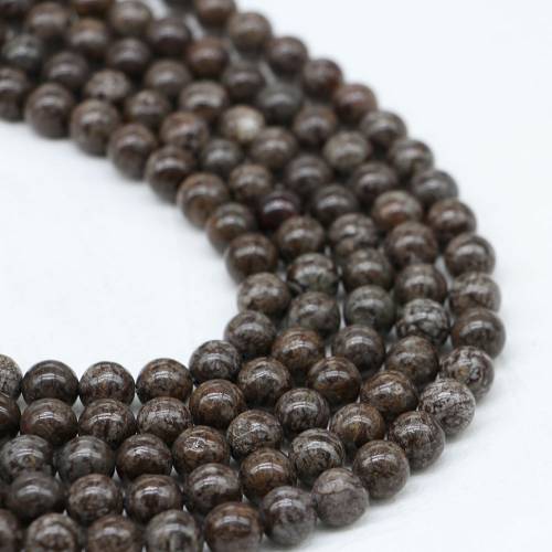 1 Strand/Lot 4-12mm Natural Stone Bead Brown Snowflake Obsidian Bead Round Spacer Beads Bracelet for DIY Jewelry Making Findings