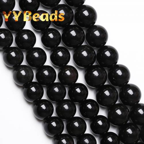 Natural Black Obsidian Stone Beads Round Loose Spacer Beads For Jewelry Making DIY Bracelets Necklaces Accessories 15 4-12mm
