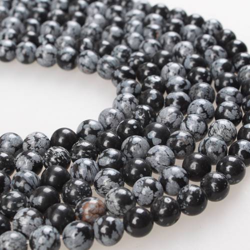 Natural Stone Beads Snowflake Obsidian Round Loose Beads 2 3 4 6 8 10 12mm Beads For Bracelets Necklace Diy Jewelry Making