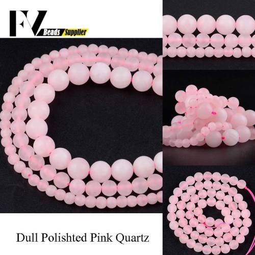 Dull Polished Rose Pink Quartz Crystal Round Beads Natural Stone Gem Beads For Jewelry Making 6 8 10mm Ball Jewelry Accessories