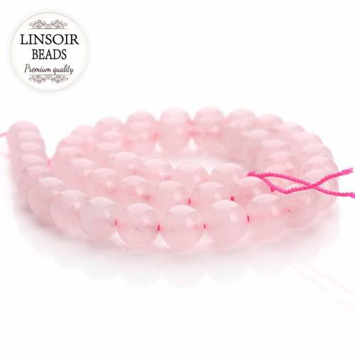 LINSOIR Natural Stone Rose Quartzs Beads 4mm 6mm 8mm 10mm 12mm Round Loose Spacer Beads For Diy Jewelry Making 40cm/strand