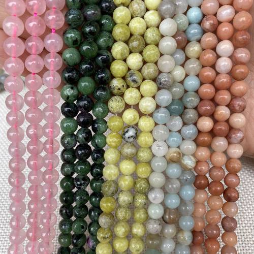 Natural Stone Beads Round Polished Rose Quartz Loose Beads Spacer Beads Black Yaosha Jinshi Crystal Jewelry Beads Jewelry