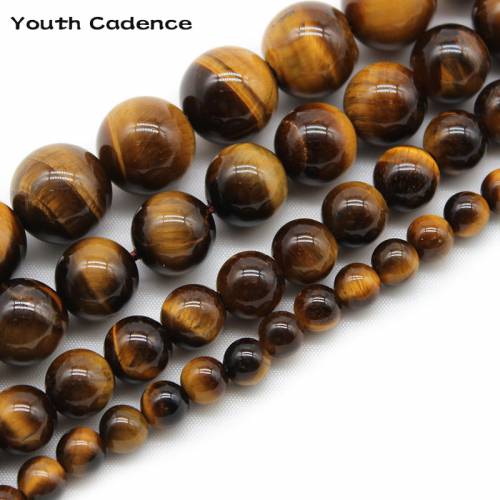4/6/8/10/12/14mm Natural Yellow Tiger Eye Beads Round Loose Stone Beads for DIY Necklace Bracelet Jewelry Making Pick Size