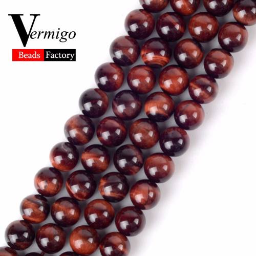 6 8 10mm Natural Stone Beads Red Tiger Eye Round Ball Loose Beads For Jewelry Making Diy Bracelet Necklace Accessories 15inches