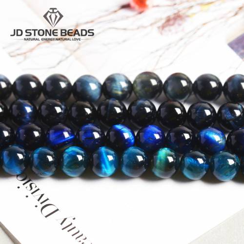 Africa Natural Blue Tiger Eye Stone 4-14mm Royal Blue Color Gemstone Jewelry Beads For Men Bracelet Necklace Jewelry Making