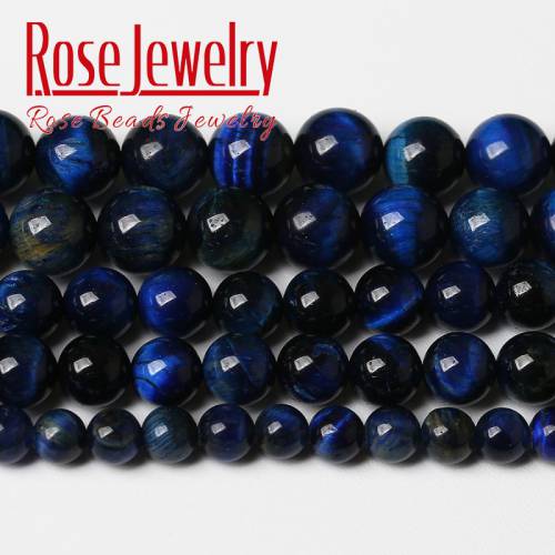 Natural Army Blue Tiger Eye Beads Stone For Jewelry Making Round Loose Beads DIY Bracelets Necklace Accessories 4 6 8 10 12 14mm