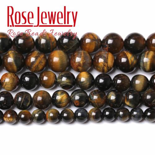 Natural Black Blue Yellow Tiger Eye Beads For Jewelry Making Round Loose Stone Beads DIY Bracelets Necklace Accessories 6mm-14mm