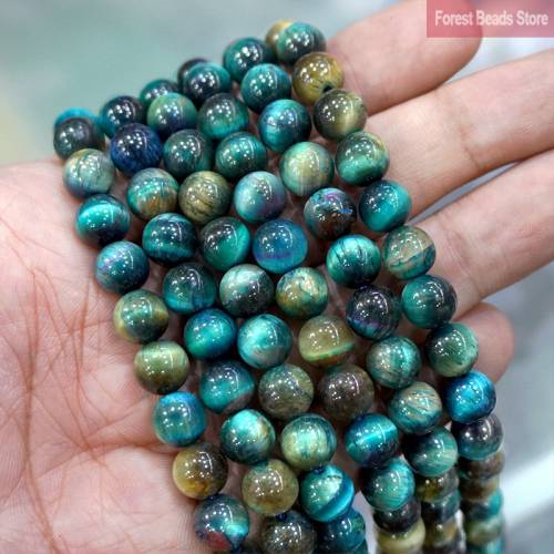 Natural Multicolor Blue Tiger Eye Stone Diy Charm Bracelet Earrings Loose Round Beads for Jewelry Making 15 Strand 6/8/10MM