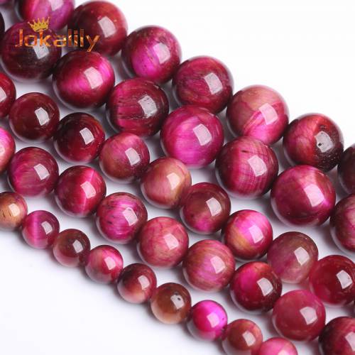 Natural Rose Pink Tiger Eye Stone Beads Round Tiger Beads For Jewelry Making Needlework DIY Man Bracelet Necklace Accessories