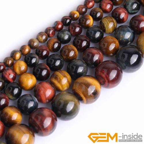 Natural Stone Round Multicolor Tiger Eye beads for Jewelry Making strand 15 DIY Bracelet Necklace Loose Jewelry Bead 6mm 8mm