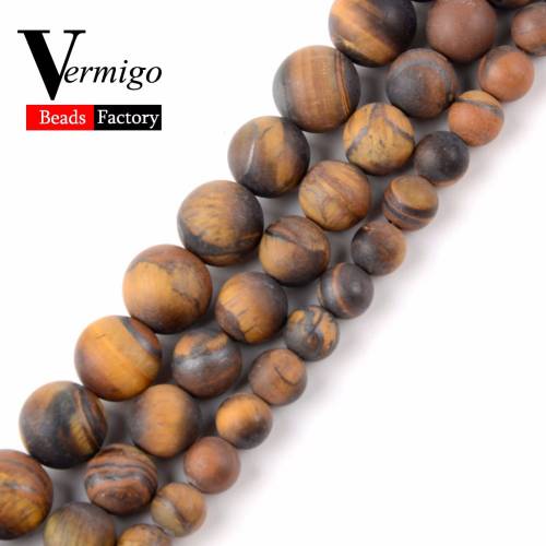 Natural Stones Dull Polished Yellow Tiger Eye Round Loose Beads For Needlework Beadwork Jewelry Making Diy Bracelet Accessories