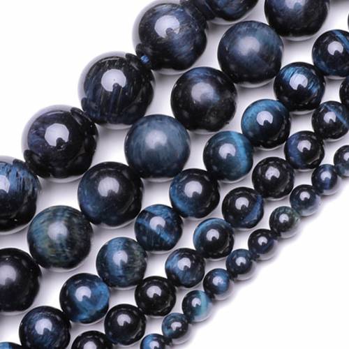 Wholesale AAA Natural Stone Beads Dark Blue Tiger Eye Beads Stone Beads 4mm 6mm 8mm 10mm 12mm For Jewelry Making Necklace