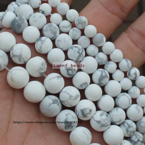 4-12mm Matte White Howlite Turquoises Round Loose Beads Natural Minerals Spacer 15‘‘/ Strand Pick Size For Jewelry Making